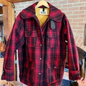 Vintage Woolrich lined mackinaw red buffalo red black plaid sz 42